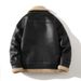 Men's Winter Bomber Jacket – Faux Leather & Fleece Lined, Windproof, Relaxed Fit (M-5XL, Black)_voghion.com