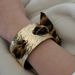 French Leopard Print Silk Scarf Matte Gold Open Bracelet For Women Niche Design Exotic Style Layered Jewelry_voghion.com