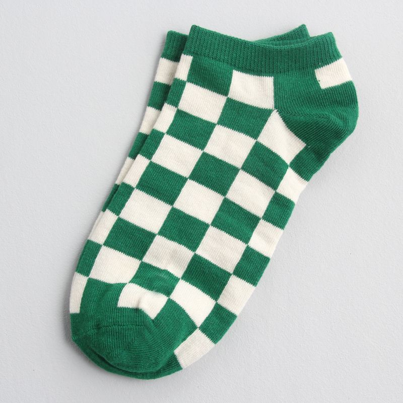 Calcetines náuticos de algodón con estampado de cuadros verdes para bebé, niño y niña, finos, versátiles y de Corea del Sur, para verano_voghion.com