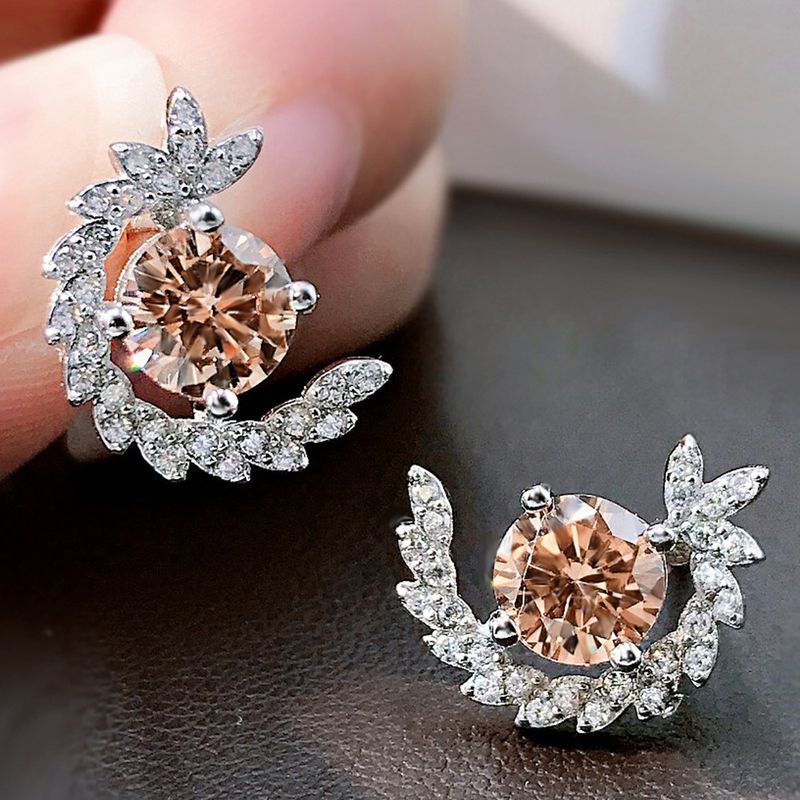 Broadcast New Copper Set Zircon Mesh Red Ins Same Style Earrings Female_voghion.com