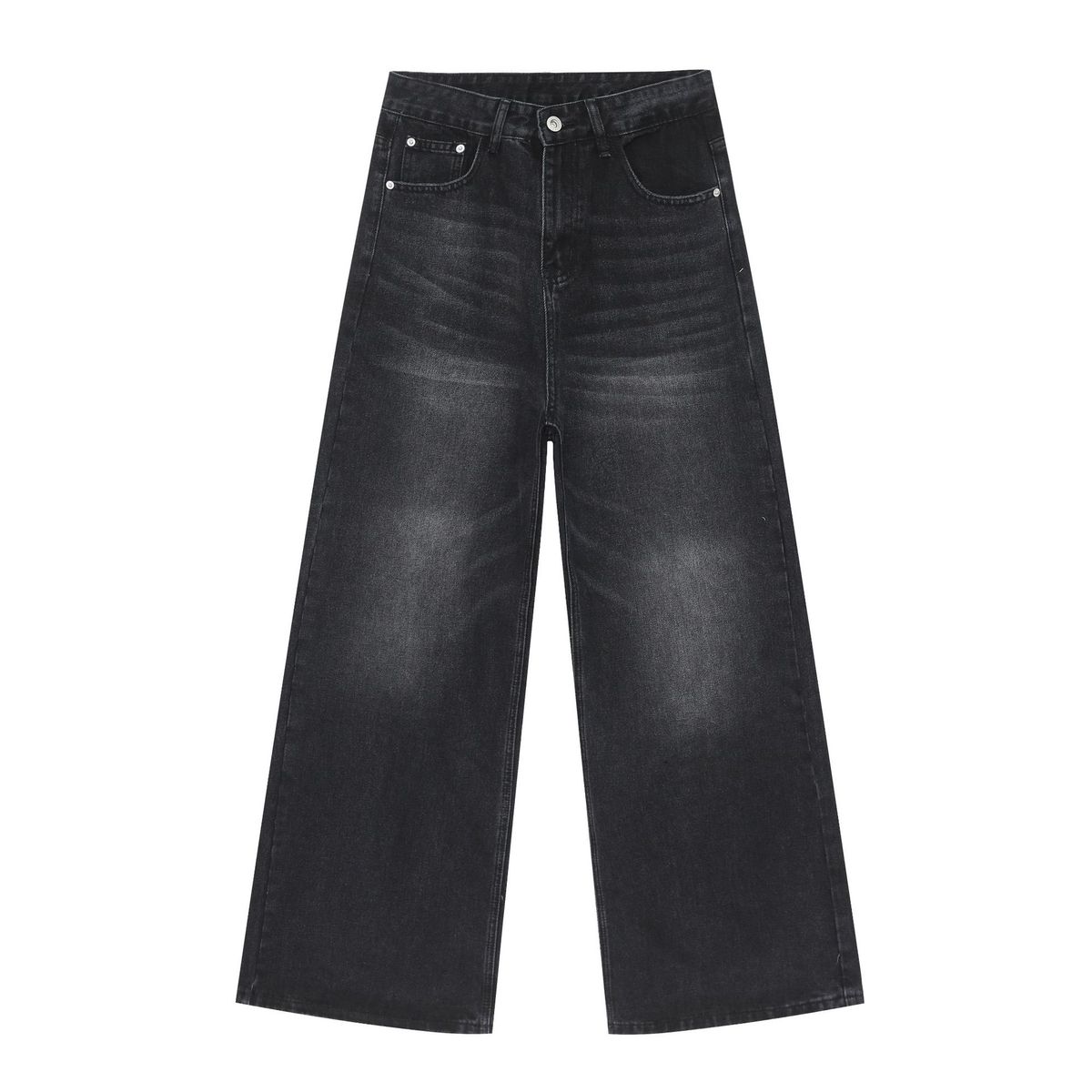 Herrenbekleidung Washed Jeans Herren Hübsche lockere, gewaschene Wischhose mit geradem, weitem Bein_voghion.com