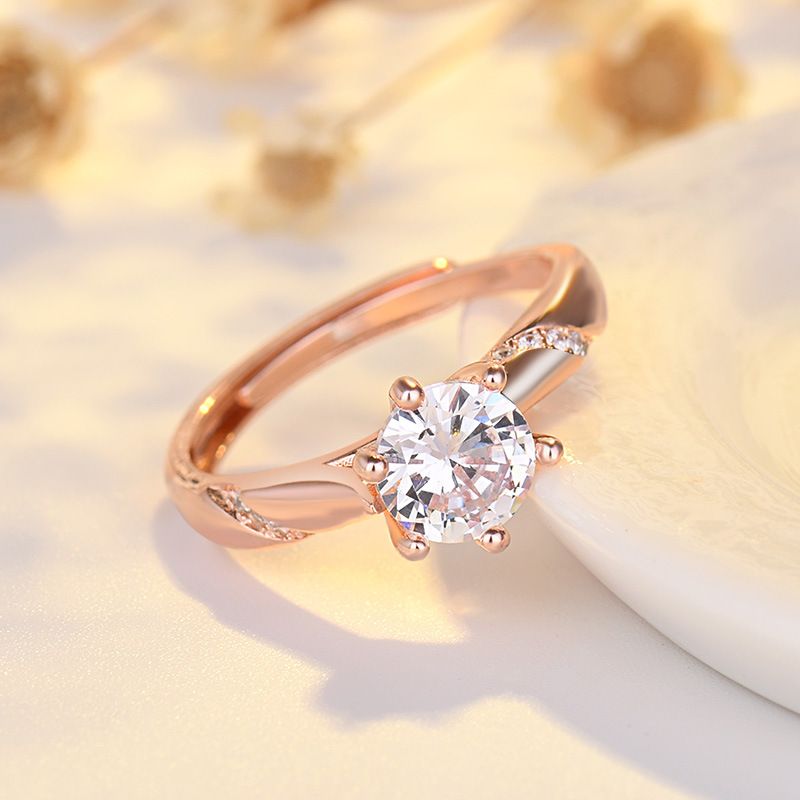 Qiaolanxuan Verstellbarer Diamant S Reines Silber Vorschlag Chic Koreanischer Stil Sechszackiger Einzelring Paarringe Damen_voghion.com