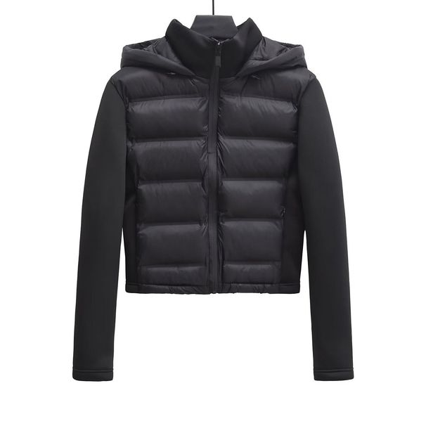 Damen-Kapuzenjacke mit Patchwork-Ärmeln und Baumwollpolsterung – 2024 Herbst/Winter Mode 9614_voghion.com