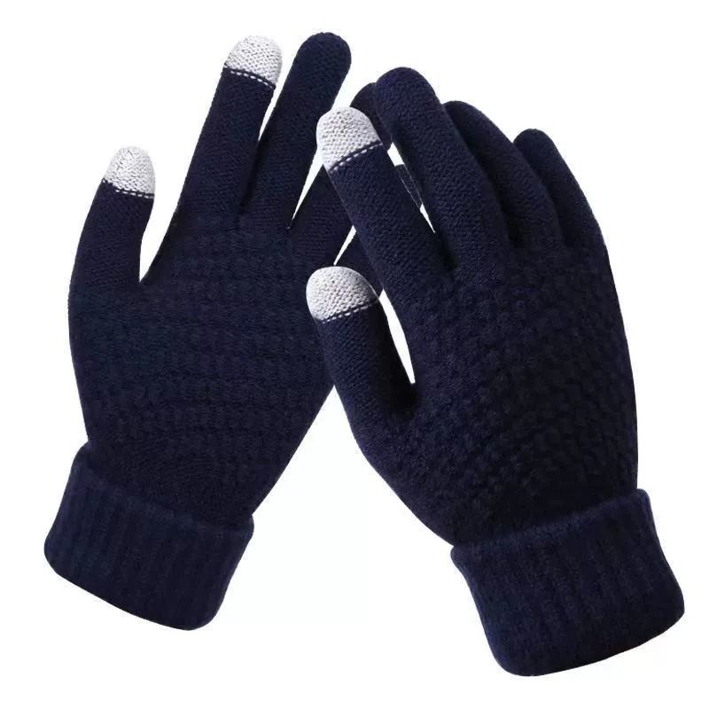 Autumn and winter gloves pineapple gloves cycling warm plus velvet touch screen students windproof warm cold Korean style knitted gloves_voghion.com