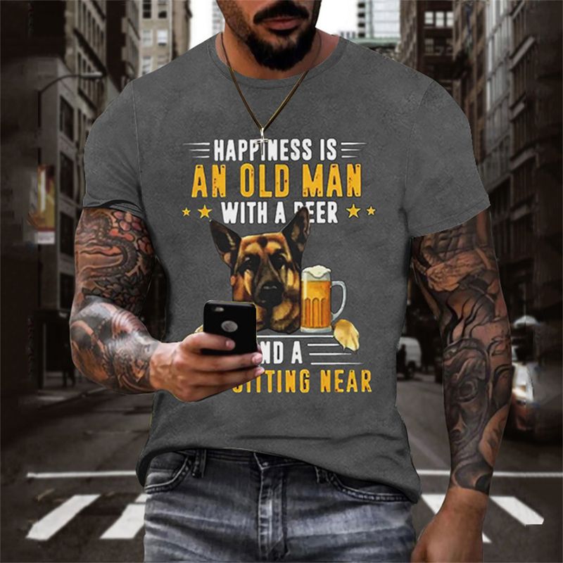 Herren T-Shirt 3D Urban T-Shirt Casual Grau Lustiges T-Shirt Vintage T-Shirt Bedruckt Kurzarm Punk Rock_voghion.com
