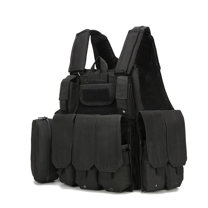 Taktisches Westenset – Stich- und wasserabweisende Sicherheitsuniform für Airsoft, Militärtraining und Cosplay | Verstellbare Passform (Schwarz/Hellbraun/Orange)​_voghion.com