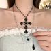 Gothpunk Style Dark Sweet Cool Babes Double Cross Necklace Niche Design Subculture Multi-layer Collarbone Chain_voghion.com