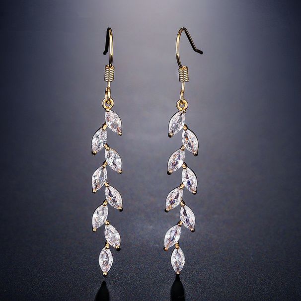 Lange einfache voll eingelegte Zirkon Weizenohrohrringe weibliche Ins trendige Mode Temperament Quaste Ohrhaken_voghion.com