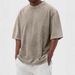 T-shirt ras du cou vintage délavé pour homme - T-shirt oversize à manches courtes et coupe décontractée_voghion.com