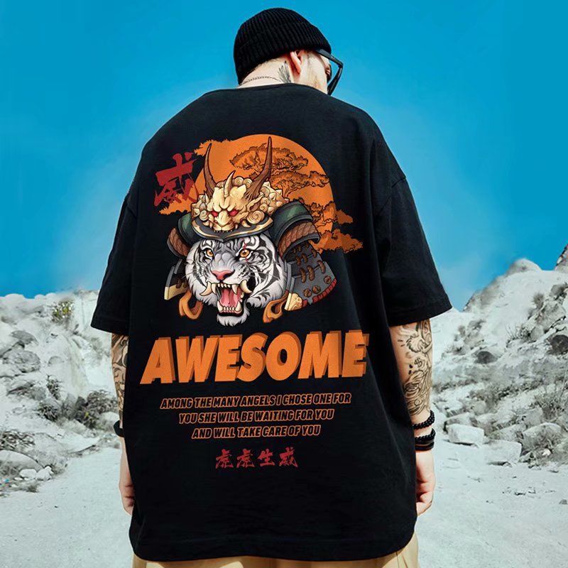 C&J Oversize Little Devil Large Size Short Sleeve T-shirt Men ins Fashion Brand Couple Half Sleeve Loose Size Men Fashion_voghion.com