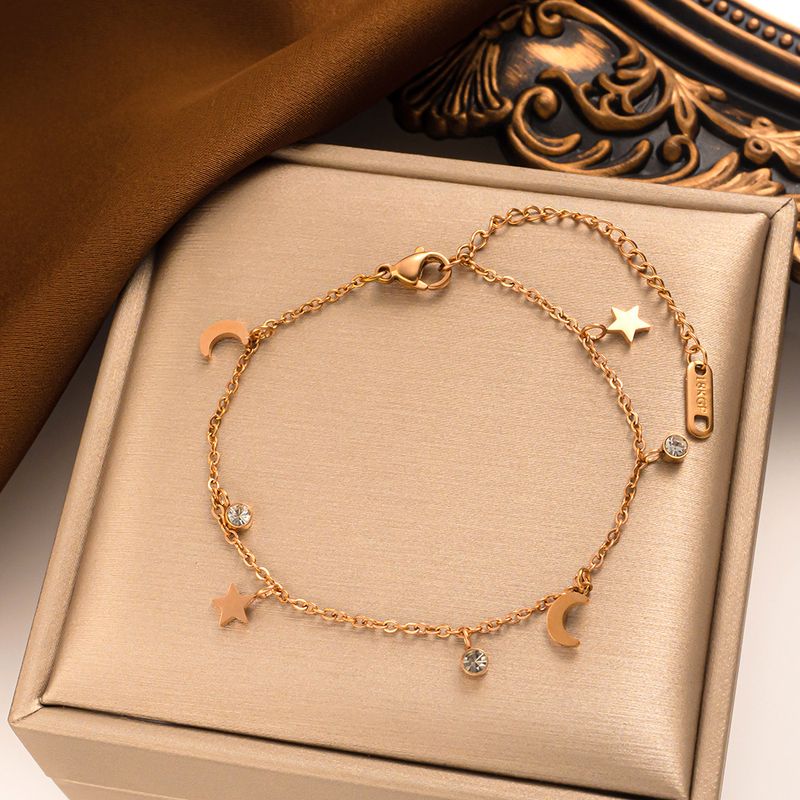 Bracelet Xingyue en or Rose simple Bracelet de petite amie de conception minoritaire Étudiantes Bracelet de tempérament en acier titane simple_voghion.com