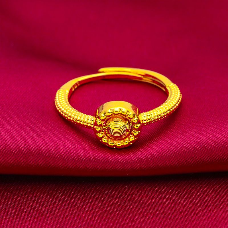 Brass Gold Plated Cat's Eye Transfer Bead Ring Vietnam Sand Gold Cat's Eye Transfer Bead Ring Jewelry for Girlfriend Gift_voghion.com