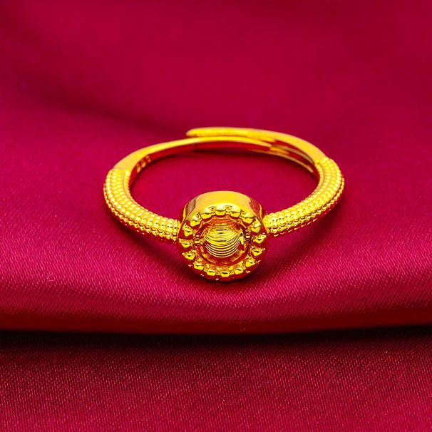 Brass Gold Plated Cat's Eye Transfer Bead Ring Vietnam Sand Gold Cat's Eye Transfer Bead Ring Jewelry for Girlfriend Gift_voghion.com