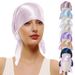Men's Hats Headscarf Simulation Silk Satin Sleeping Cap Home Triangular Elastic Hat Ladies Elastic Satin Solid Color Home_voghion.com