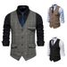 Herren Vintage-Karo-Anzugweste, Tweed-Weste für Herren_voghion.com