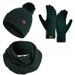 Winter Wool AB Yarn Knitted Plush Hairball Double-layer Hat Scarf Gloves Three-piece Set_voghion.com