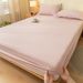 Pure Color Skin-Friendly Washed Cotton Fitted Sheet Set With Pillowcases - Slip-Resistant Mattress Protector For Single/Double Bed_voghion.com