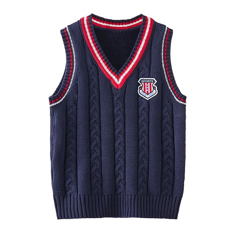 "Gilet unisex in cotone lavorato a maglia per bambini - Maglione in stile uniforme scolastica coreano (100-180 cm, 5 colori)"_voghion.com