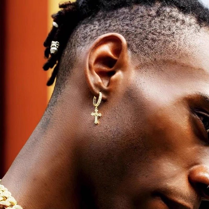 Männerschmuck K Luo Häerzkräiz Ouerréng Kräizgrupp Mat Diamanten Ageleet Ronn Koppel Ouerréng Hip Hop Trend Männer A Fraen Ouerréng_voghion.com