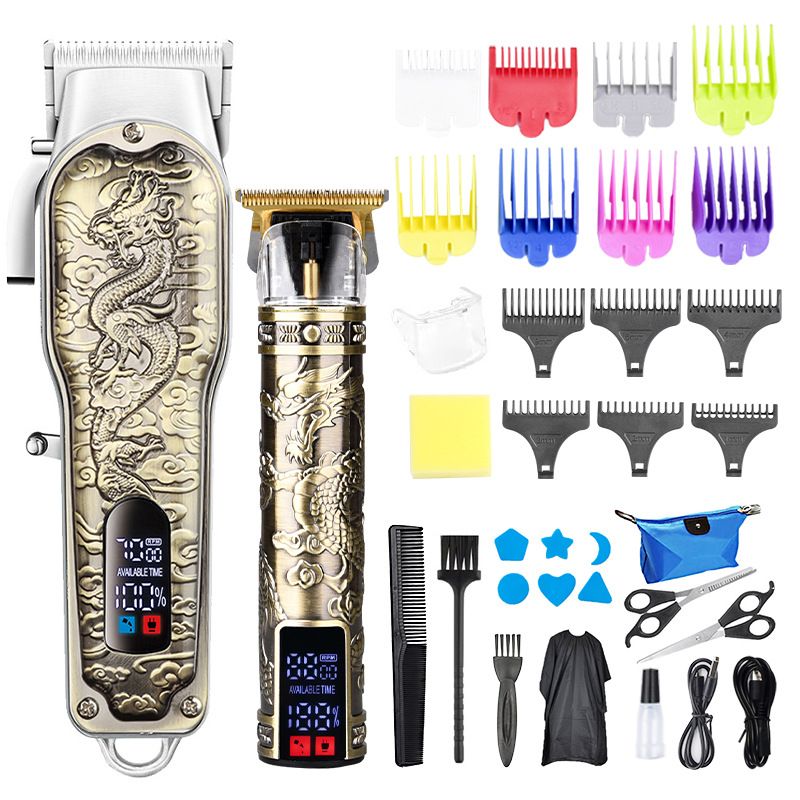 Dragon Series Professional Hair Clipper Kit – Cordless Barber Scissors Set With LCD Display, Titanium Alloy Blades & Waterproof Design For Home_voghion.com