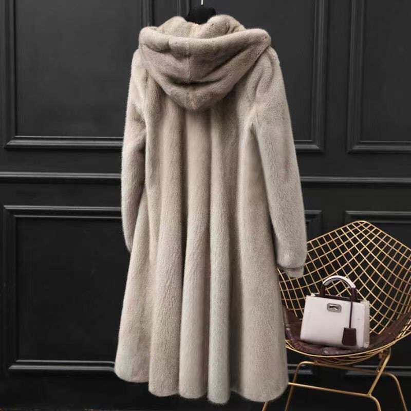 Manteau imitation vison femme manteau fourrure longue femme tout vison._voghion.com