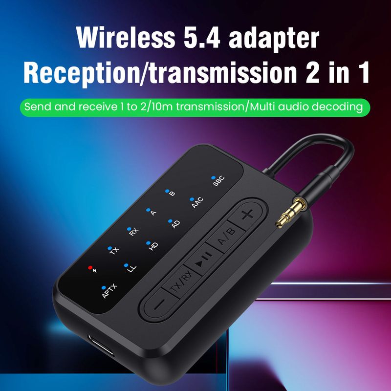 Qualcomm QCC5.4 Adapter Bluetooth Receiver Transmitter 2-in-1 TV Computer One-to-Two AptX Airplane_voghion.com
