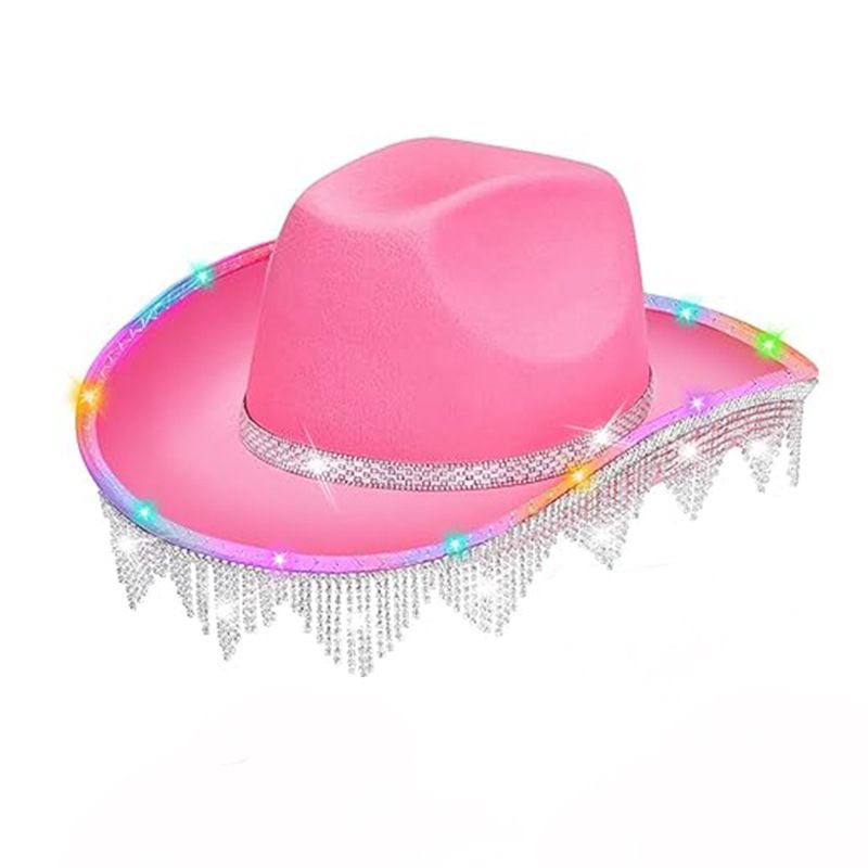 Schwarzer Cowboyhut mit V-förmiger Quaste und Diamantstreifen_voghion.com