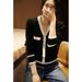 Xiaohan Ge Fashionable Xiaoxiang Texture Anti Jacquard Wool Cashmere Knitted Sweater Top ZWN666107AG_voghion.com