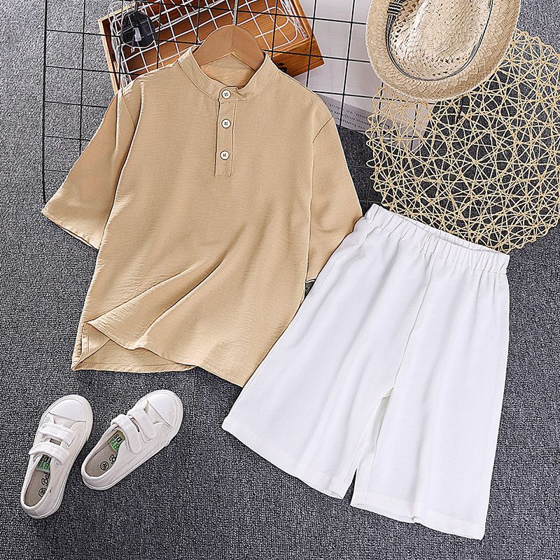 Bambini 2024 Estate Coreano Maglietta a maniche corte e pantaloncini Set due pezzi per ragazzi_voghion.com