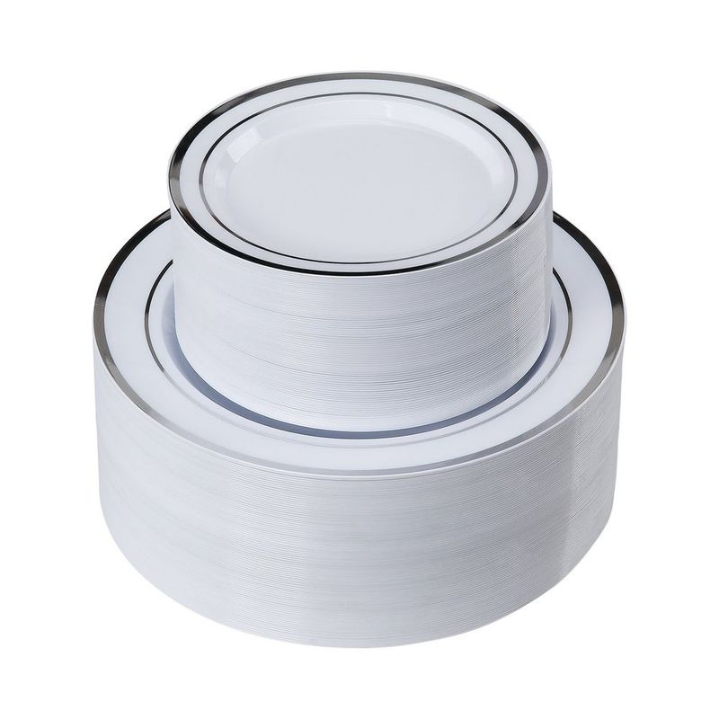 Plastic Disposable Plates 350 Pcs Plastic Dinnerware Set For Party And Wedding_voghion.com