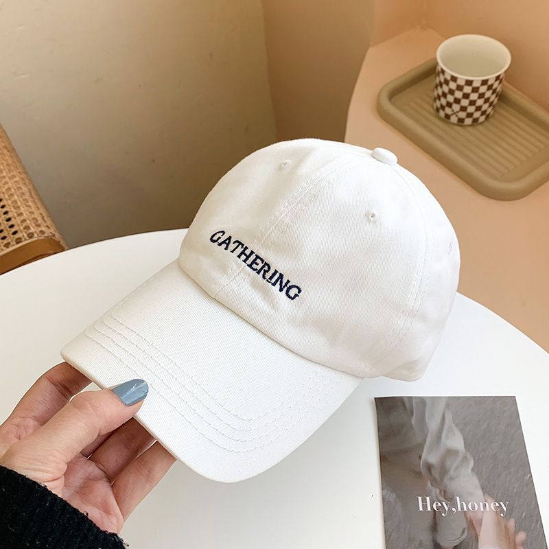 Retro Soft Top Baseball Hat For Women Spring And Autumn Cotton All Match Letter Embroidery Face Small Duckbill Cap_voghion.com
