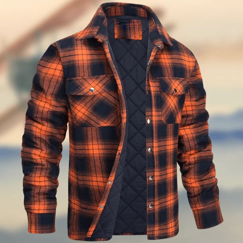 Chaquetas de ropa para hombre, camisa gruesa a cuadros con solapa y manga larga, chaqueta para hombre_voghion.com