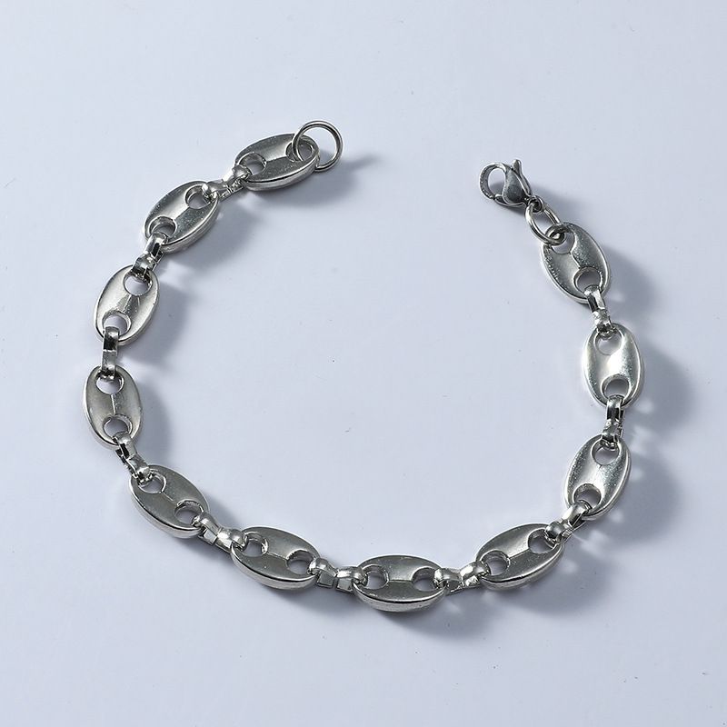 Conjunto de pulsera de cadena de granos de café para hombres y mujeres, collar de Nariz de cerdo, joyería con dije de personalidad de Hip Hop, venta al por mayor de fábrica_voghion.com
