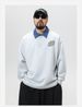 2025 Autumn New American Heavy Polo Collar Hoodie Large Men's Loose Long Sleeve Bottom Top_voghion.com