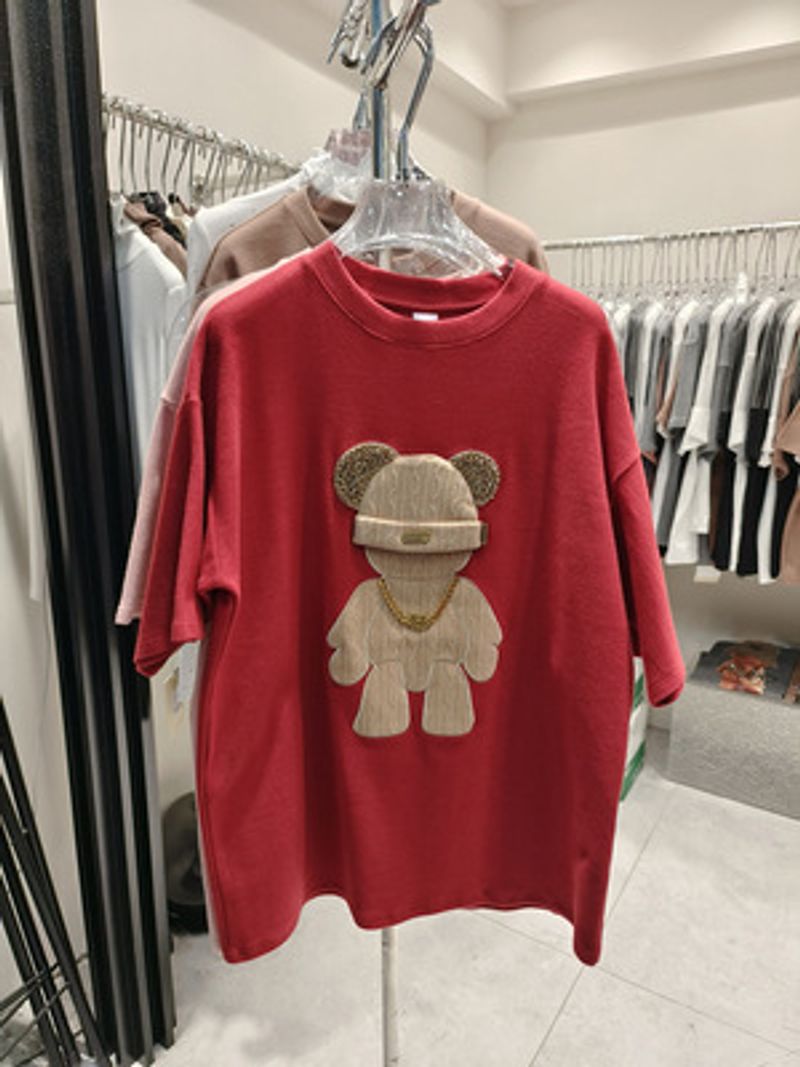 Women's Clothing Cartoon All Match Short Sleeved T Shirt For Women Goods Loose Large Version Medium And Long Printed Short Sleeved Top_voghion.com