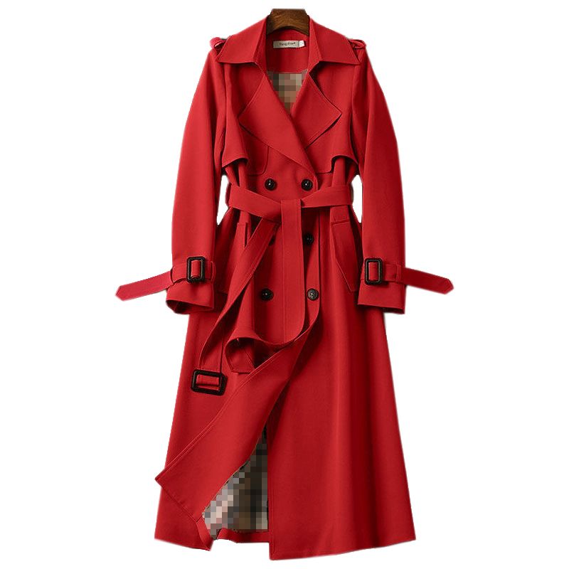 Lente Herfst Mode Riem Jas Vrouwen Nieuwe Double Breasted Mid Lange Vrouwen Geul Hoge Kwaliteit Jas Overjas Windjack_voghion.com