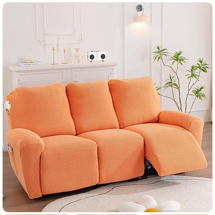 Copridivano in velluto jacquard – Copridivano elasticizzato a copertura totale per divani componibili e poltrone reclinabili (design geometrico moderno, vestibilità antiscivolo, 14 colori tenui)_voghion.com