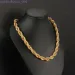 Collana a catena di gioielli placcati in oro con corda solida in puro acciaio inossidabile gigante di moda pesante artificiale per uomo_voghion.com