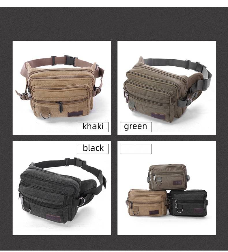 Freizeit Canvas Gürteltasche Herren Taille Outdoor Freizeittasche Registrierkassentasche Multifunktions-Handy-Geldbörse_voghion.com
