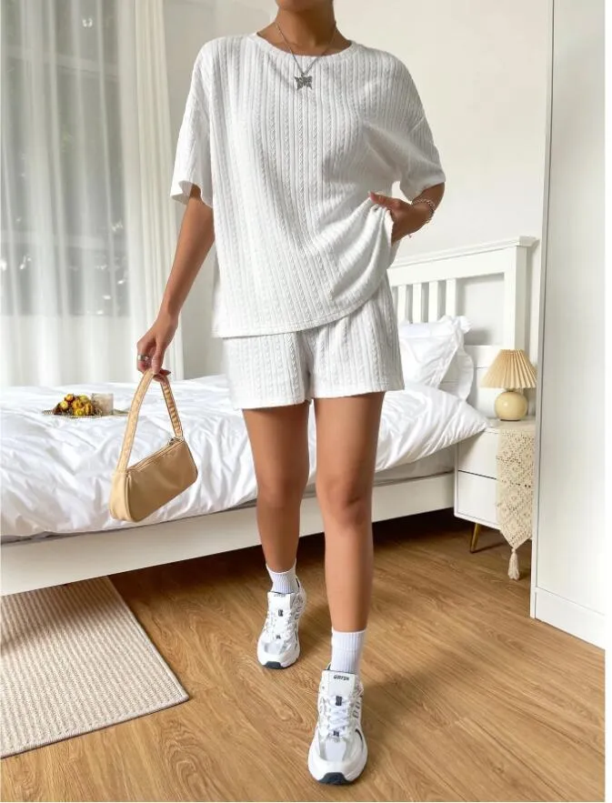 Sieviešu modes pavasara jauns ikdienas ērts brīva modeļa divdaļīgs kostīms ar apkakli un izgriezumu_voghion.com