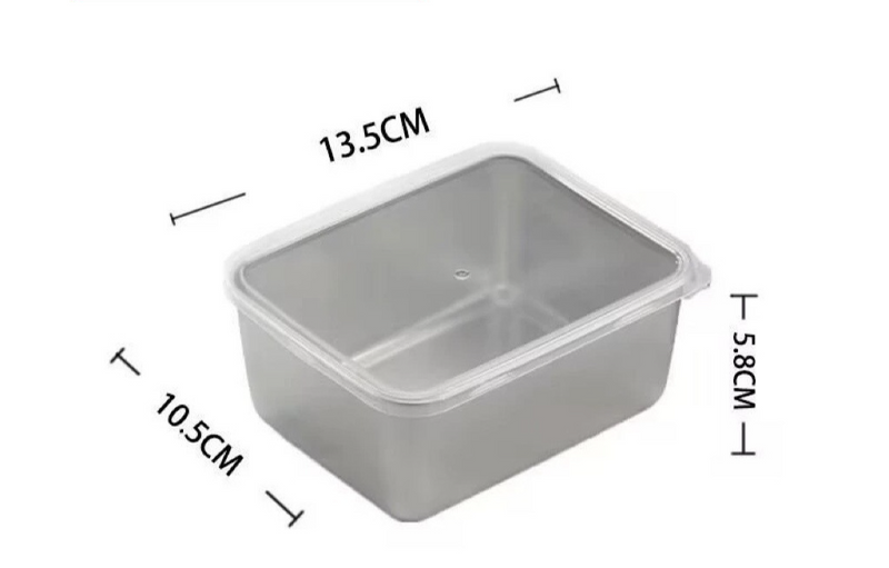 316 Stainless Steel Fresh Keeping Box Refrigerator Storage Deep Box With Lid Square Plate Plate Picnic Box Dumplings Square Box Rectangular_voghion.com