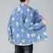 Giacca in denim unisex con stampa creativa personalizzata Bearg, ampia e non elasticizzata, con spalle cadenti, primavera e autunno 2024_voghion.com