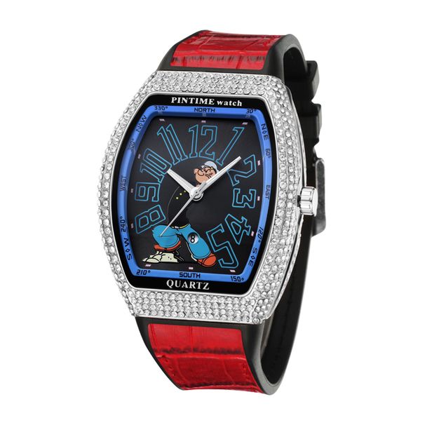 Live Herren Diamant besetzt Temperament Wein Fass geformt Business coole Mode wasserdichte Quarzuhr_voghion.com