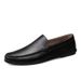 Spring Genuine Loafers Cowhide Slip-On Casual Handmade Youth One-Piece Men's Work Leather Shoes_voghion.com