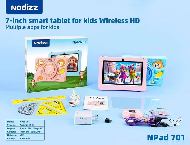 Children's tablet, 7-inch, secure eye screen, WiFi, dual cameras, games, parental control application_voghion.com