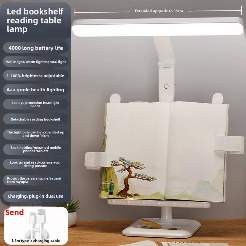 Rechargeable LED Desk Lamp With Bookstand & Touch Control, 80-89 CRI & AA-Grade Lighting, Adjustable Color Temperature Modern Study Lamp_voghion.com