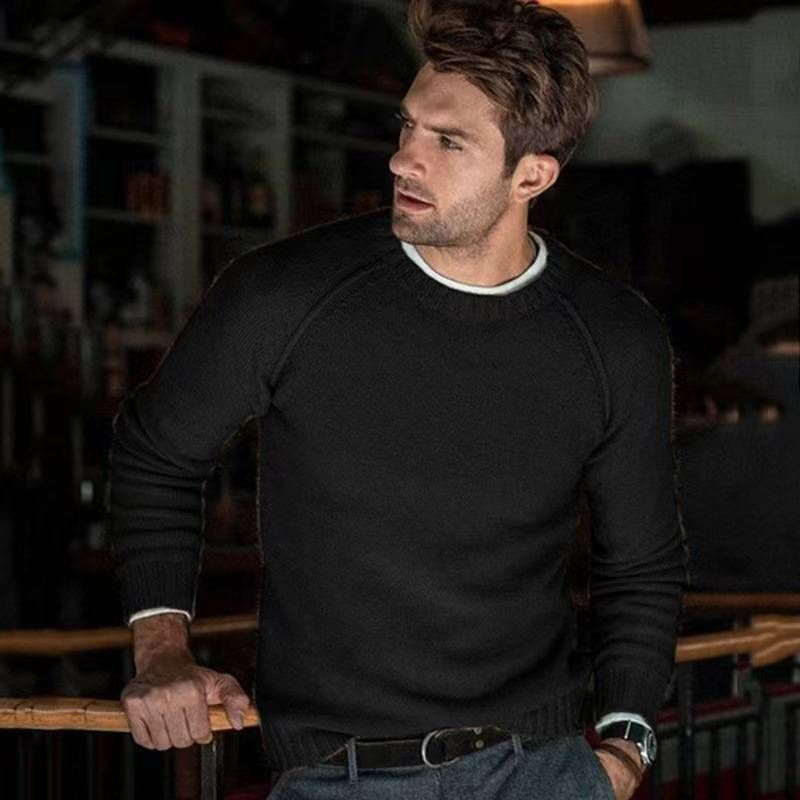 New Men's Cross-border Casual And Fashionable Knitted Solid-color Sweater For Autumn And Winter_voghion.com