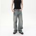 Herrenbekleidung Retro Distressed Raw Edge Design High Street Vielseitig Casual Straight Loose Jeans Trend_voghion.com