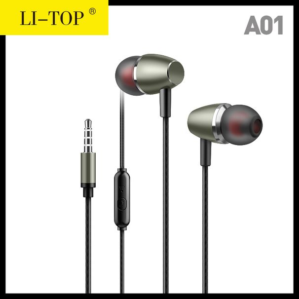 A01 In-Ear Metal Bass IPhone Android Smart Controller Audio Earphone With Mic Wired Headset Wholesale_voghion.com