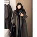 Women's Clothing Women's Clothing Dark Gray Cashmere Texture For Women, Spring And Autumn Korean Style, Plus Size, High-End Feel, Petite Hepburn Style_voghion.com